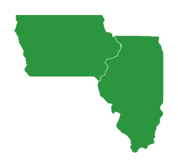 Iowa and Illinois state region map